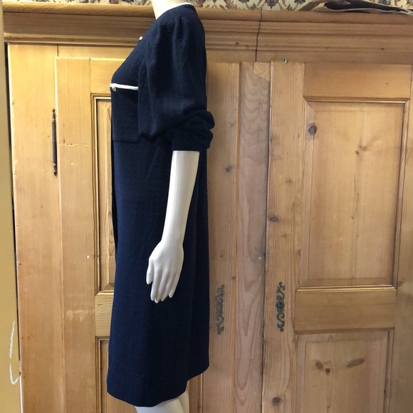 Vintage Italian Avagolf Designer Dark Blue Textured Knit Sweater Dress - Picture 5 of 8